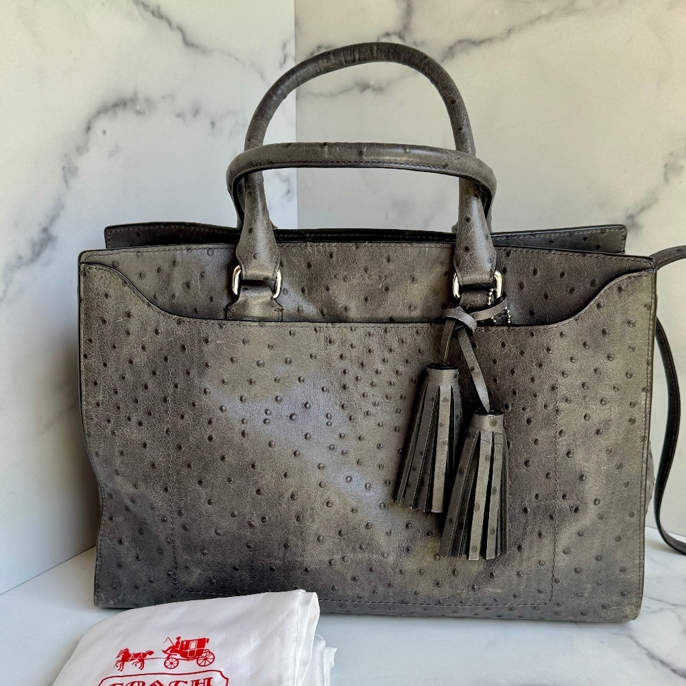 Coach Limited Edition Pinnacle Leighton in Ostrich Embossed Leather - Gray